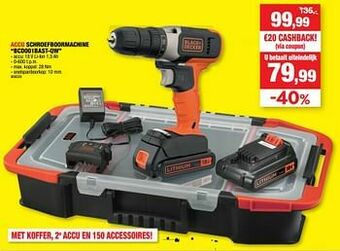 Hubo Black + decker accu schroefboormachine bcd001bast-qw aanbieding