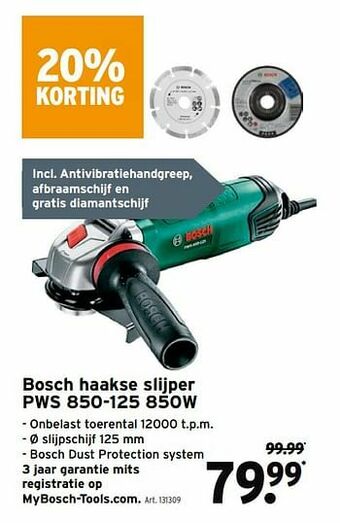 GAMMA Bosch haakse slijper pws 850-125 850w aanbieding