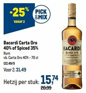Makro Bacardi carta oro 40% aanbieding