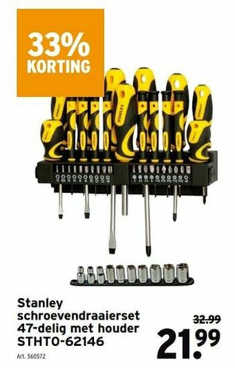 GAMMA Stanley schroevendraaierset 47-delig met houder stht0-62146 aanbieding
