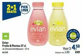 Evian fruits + plantes citroen-vlierbloesem