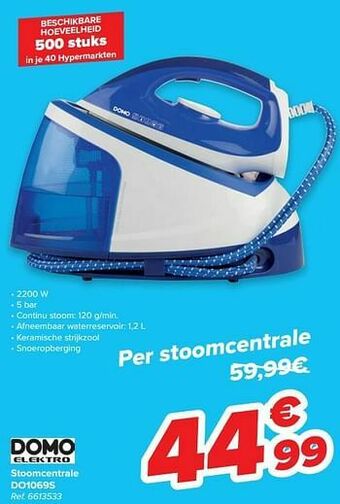 Carrefour Domo elektro stoomcentrale do1069s aanbieding