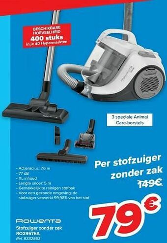 Carrefour Rowenta stofzuiger zonder zak ro2957ea aanbieding