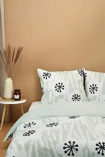 HEMA HEMA Dekbedovertrek Katoen Lyocell Bloemen Groen (groen) aanbieding