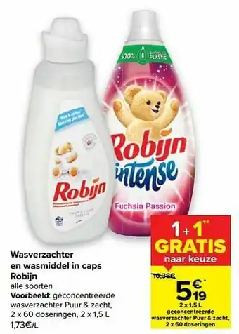 Carrefour Geconcentreerde wasverzachter puur + zacht aanbieding