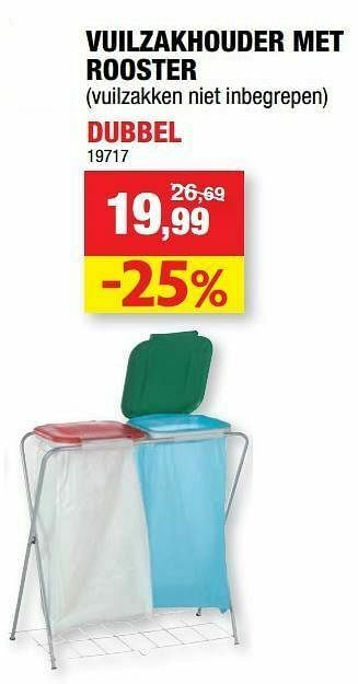 Hubo Vuilzakhouder met rooster dubbel aanbieding