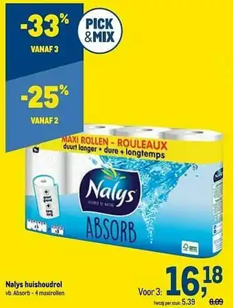 Makro Nalys huishoudrol absorb - 4 maxirollen aanbieding