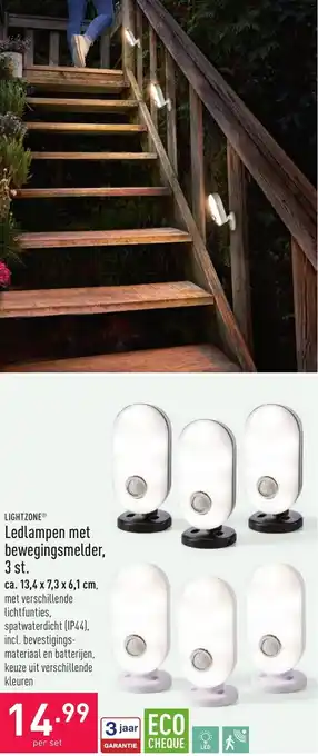 ALDI Lightzone Ledlampen met bewegingsmelder, 3 st. aanbieding