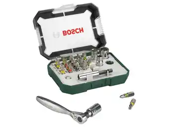 Hubo Bosch schroefbitset en ratel met kleurcodering 26 stuks aanbieding