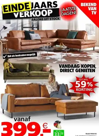 Seats and Sofas Pancho 2-zits salon aanbieding