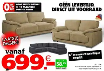 Seats and Sofas Levi 3-zits + 2-zits salon aanbieding