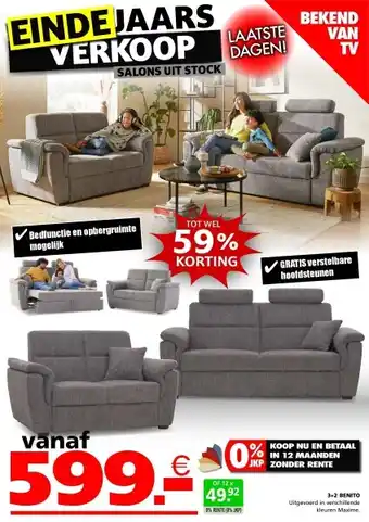 Seats and Sofas Benito 3-zits + 2-zits salon, zetelbed aanbieding