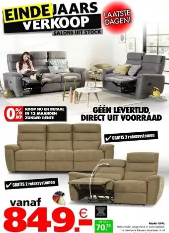 Seats and Sofas Opal 3-zits of 2-zits salon aanbieding