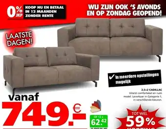 Seats and Sofas Cadillac 2,5-zits + 2-zits salon aanbieding