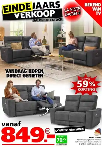 Seats and Sofas Gustav 3-zits of 2-zits salon aanbieding