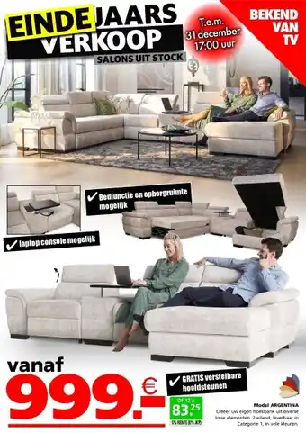 Seats and Sofas Argentina hoeksalon, zetelbed aanbieding