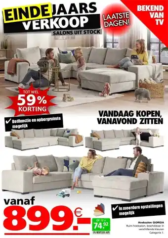 Seats and Sofas Giorgia u salon, zetelbed aanbieding