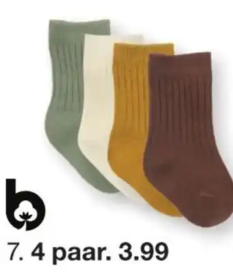 Zeeman Newborn en baby ribsokken 4 paar aanbieding