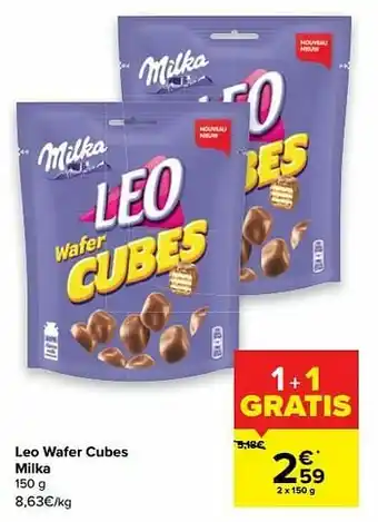 Carrefour Market Leo wafer cubes milka aanbieding