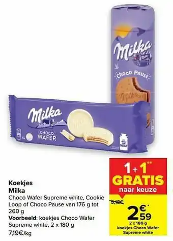 Carrefour Koekjes choco wafer supreme white aanbieding