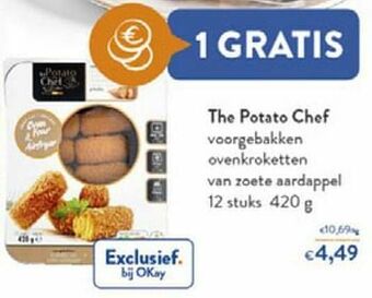OKay The potato chef voorgebakken ovenkroketten van zoete aardappel aanbieding