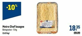 Makro Metro chef lasagne aanbieding