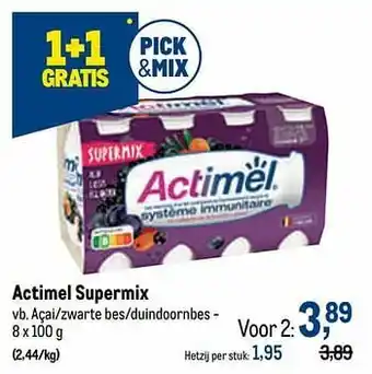 Makro Actimel supermix açai-zwarte bes-duindoornbes aanbieding