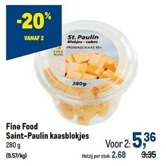Makro Fine food saint-paulin kaasblokjes aanbieding