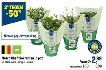 Makro Metro chef biokruiden in pot basilicum aanbieding