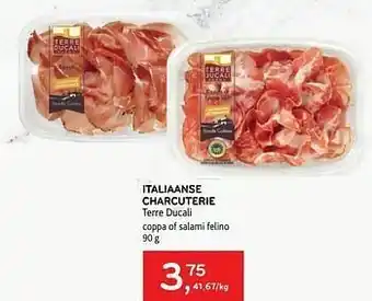 Alvo Italiaanse charcuterie terre ducali coppa of salami felino aanbieding