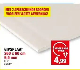 Hubo Gipsplaat 260 x 60 cm 9,5 mm aanbieding