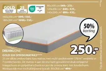 Jysk Gold s30 springmatras aanbieding