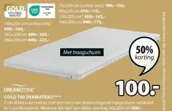 Jysk Gold t50 dekmatras aanbieding