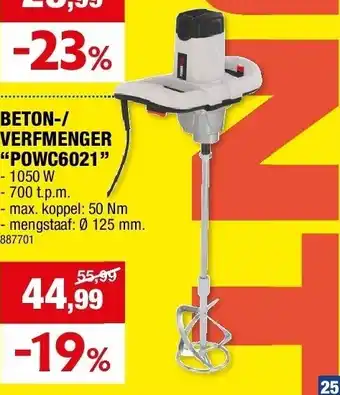 Hubo Beton-/ verfmenger “powc6021” aanbieding