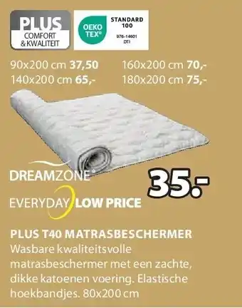 Jysk Plus t40 matrasbeschermer aanbieding