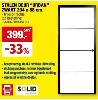 Hubo Stalen deur “urban” zwart 204 x 88 cm aanbieding