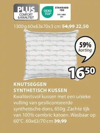 Jysk Knutseggen synthetisch kussen aanbieding