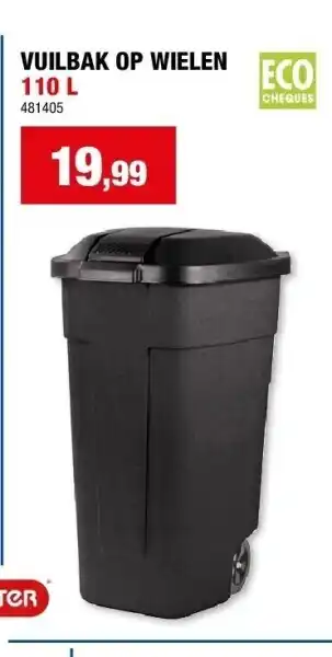 Hubo Vuilbak op wielen 110 l aanbieding