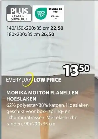 Jysk Monika molton flanellen hoeslaken aanbieding