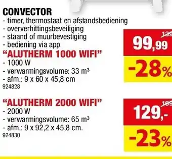 Hubo Convector “alutherm 1000 wifi” aanbieding
