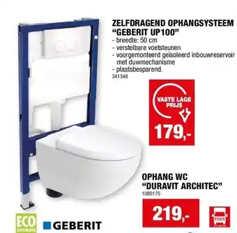 Hubo Zelfdragend ophangsysteem “geberit up100” aanbieding