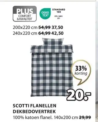 Jysk Scotti flanellen dekbedovertrek aanbieding