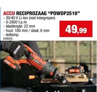 Hubo Accu reciprozaag “powdp2510” aanbieding