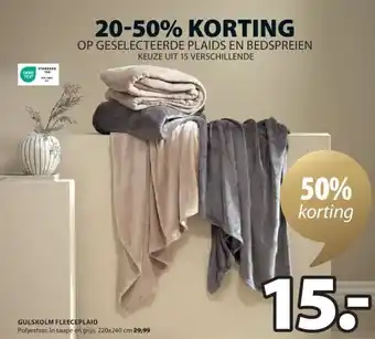 Jysk Gulskolm fleeceplaid aanbieding
