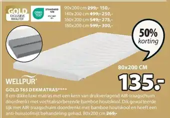 Jysk Gold t65 dekmatras aanbieding