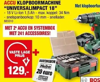 Hubo Accu klopboormachine “universalimpact 18” aanbieding