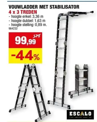 Hubo Vouwladder met stabilisator aanbieding