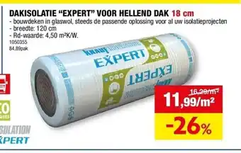 Dakisolatie “expert” voor hellend dak 18 cm