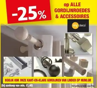 Hubo Op alle gordijnroedes & accessoires aanbieding