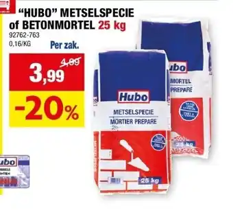 Hubo “hubo” metselspecie of betonmortel 25 kg aanbieding